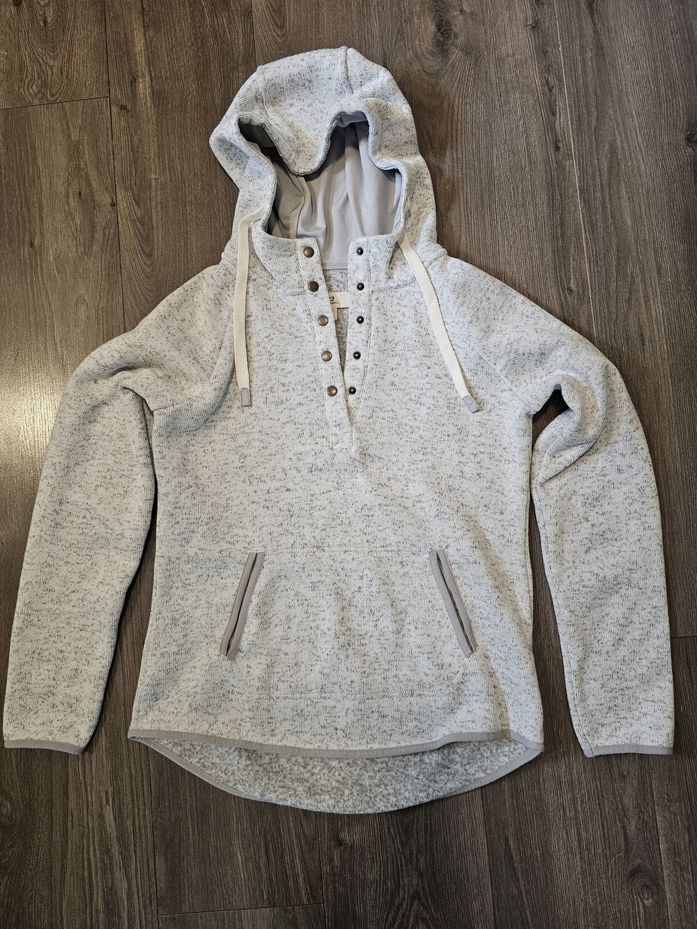 Thread & Supply Light Heather Gray Hooded Henley Pullover